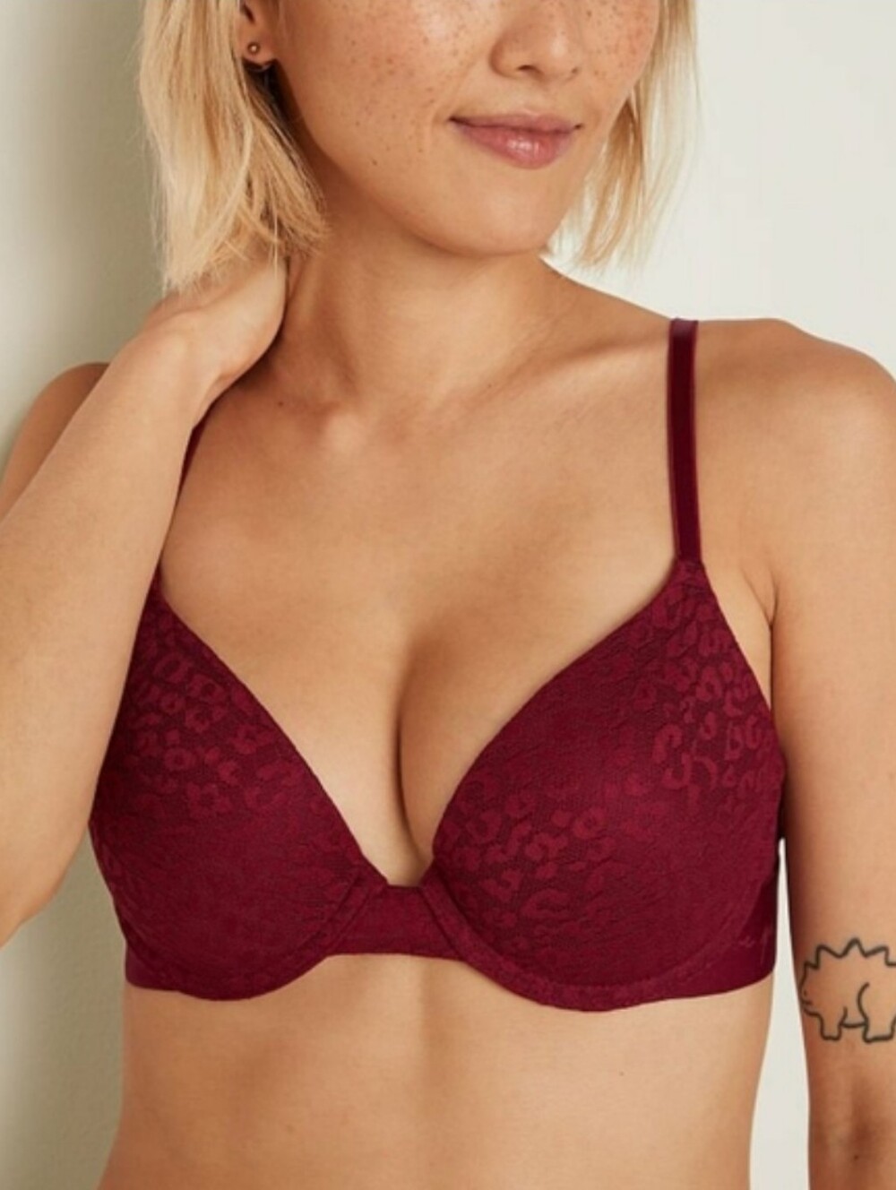 NWT Victoria's Secret PINK Wear Everywhere Ruby Leopard Lace Push-Up Bra/ 38C